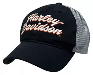 Harley-Davidson Men's Embroidered H-D Snapback Colorblocked Mesh Trucker Hat Black