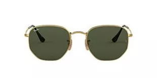 RB3548N Hexagonal Flat Lens Sunglasses, Gold/G-15 Green