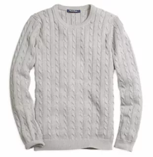 Boys Crewneck Cable Knit Sweater in Grey