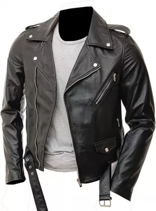 Men's Motorcycle Distressed Brown Cafe Racer Leather Jacket Men