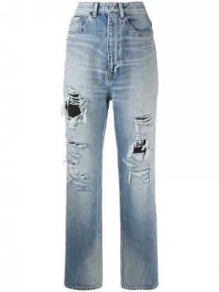 Ripped Detail Denim Jeans