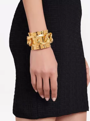 Chain-Embellished Cuff Bracelet