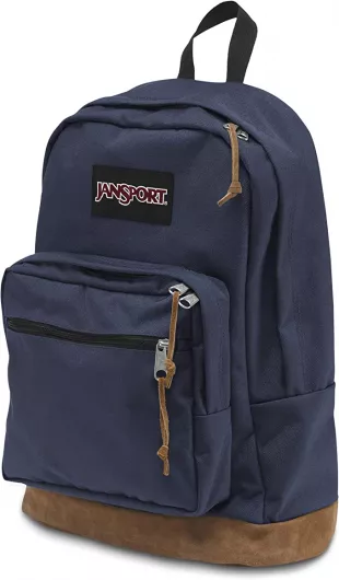 Right Pack Backpack - School, Travel, Work, or Laptop Bookbag with Leather Bottom, Blue Spruce