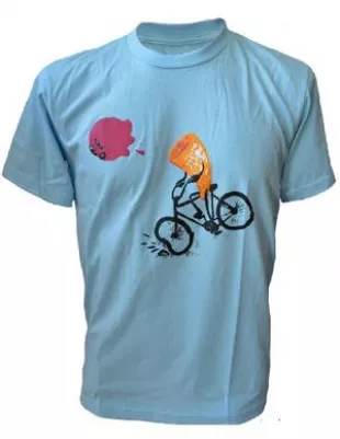 Funny Ice Cream Cone Bicycle Accident Fail Men's T-Shirt Graphic Design Tee -Sky-S