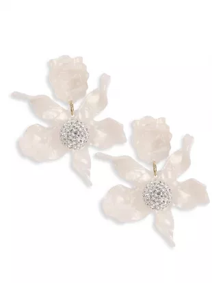 Crystal Lily Clip-On Earrings