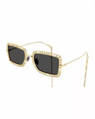 Chain Rectangle Metal Sunglasses