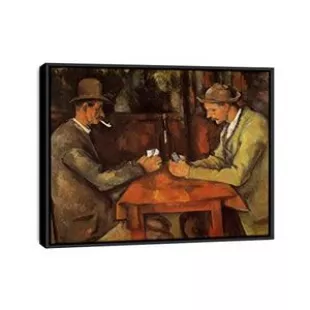 Card Players Paul Cezanne Oil Painting Canvas Print Panel Reproduction Modern Artwork Abstract Landscape Pictures Wall Art for Home Office Decorations(12x8 inches (30x20cm) Outer Frame)