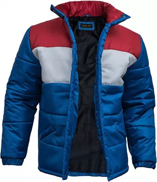 Red White and Blue Puffer Jacket - Mens Lightweight Puffer Red White and Blue Jacket