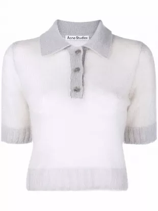 Sheer Knitted Polo Shirt