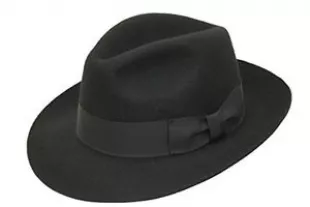 Chapeau en feutre fait main, de qualité supérieure - Pour homme - En laine, avec bord large - Noir - 57