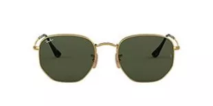 RB3548N Hexagonal Flat Lens Sunglasses, Gold/G-15 Green, 51 mm