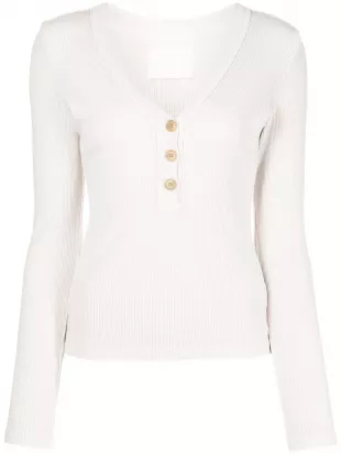 Scarlet Ribbed Henley top