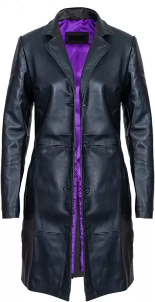 Women's Lapel PU Faux Leather Jacket Suit Coat Fall Winter Outerwear's Trench Coat for Women
