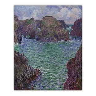 Canvas Painting Poster Print Claude Monet Replica"Rocks At Port-Goulphar,Belle-Île"Wall Art Picture Home Decoration 20x30cm Innerframe