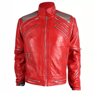 Veste en cuir rouge inspirée de celle de Beat It