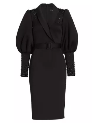 Scuba Embellished Coat Dress