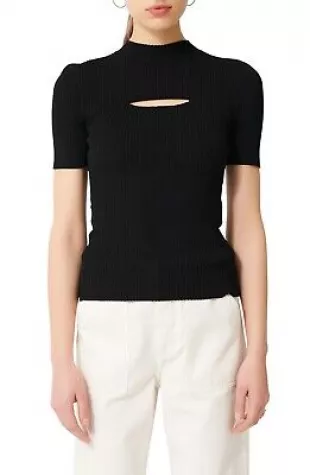Mouth Cut Out Ribbed Sweater
