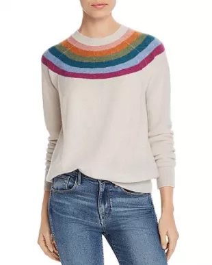 Rainbow-Stripe Cashmere Sweater