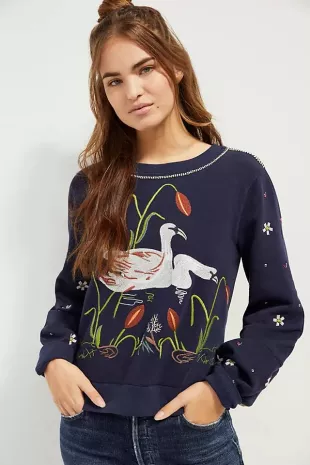 Swan Lake Embroidered Sweatshirt
