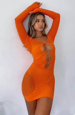 One Of A Kind Mini Dress Orange