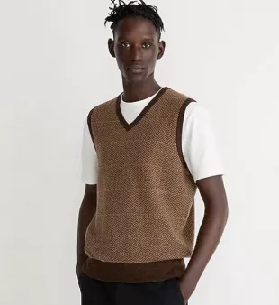Wool-blend Herringbone Sweater-vest