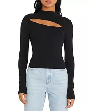 Cutout Ribbed Knit Sweater