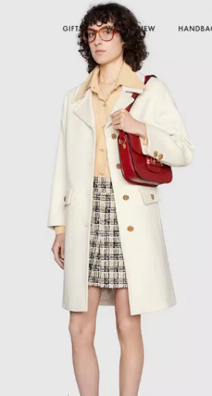 Double G Embroidered Wool Coat