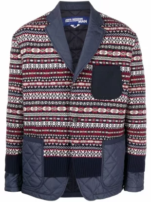 Intarsia Knit Sweater Blazer