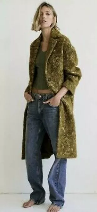 Green Olive Jacquard Limited Edition Mohair Long Oversized Coat