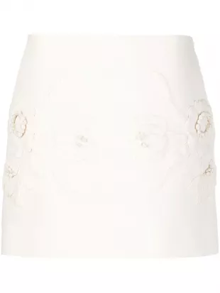 Floral-embroidered Mini Skirt