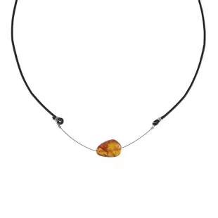Amber And Leather Necklace