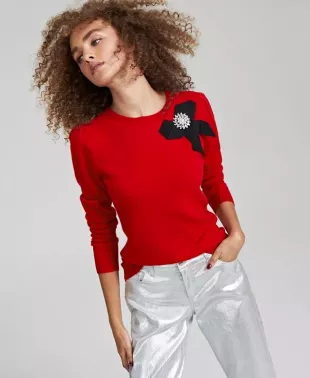 Cashmere Embellished Bow Sweater