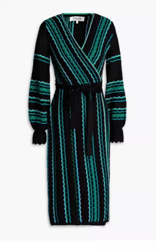 Gayle Crochet-Knit Wrap Dress