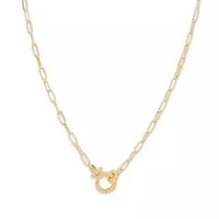 Women's Parker Mini Paperclip Link Chain Necklace, 18K Gold Plated, Chunky Clasp