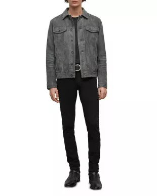 John Varvatos - Andrew Slim Fit Leather Trucker Jacket