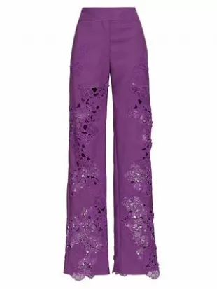 Floral Guipure-Lace Pants