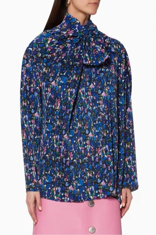 Printed Plissé Blouse