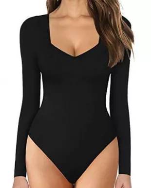 Women's Sweetheart Square V Neck Short Sleeve Long Sleeve T shirts Tops Bodysuits
