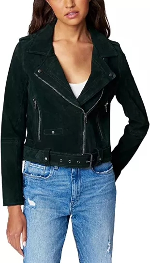 Womens Luxury Clothing Cropped Suede Leather Motorcycle Jackets