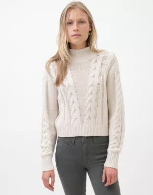 Cable Knit Mock-Neck Sweater