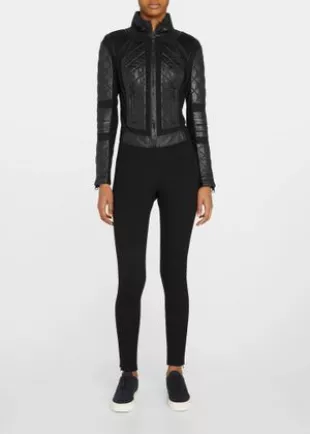 Quilted Leather & Mesh Moto Jacket