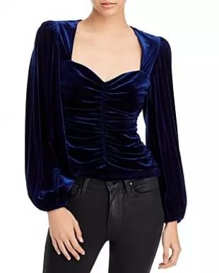 Ruched Velvet Sweetheart Top