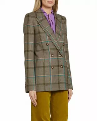 Houndstooth Double-Breasted Wool Jacket