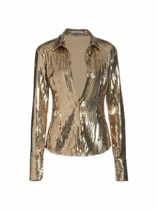 Sequined Plunge Shirt