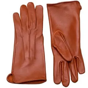 Genuine Leather Unlined Women Dress Gloves With Standard Length Extended Up to 1.5 Inches From Wrist (Cognac, Small)