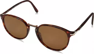 PO3210S Round Sunglasses, Brown Tortoise Smoke/Dark Smoke, 51mm