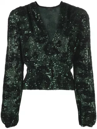 Maje - Long-Sleeve Sequinned Blouse