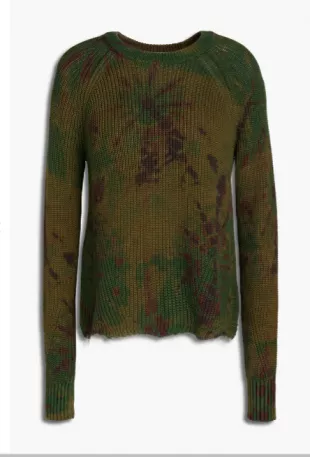 Frayed Tie-Dyed Cotton Sweater