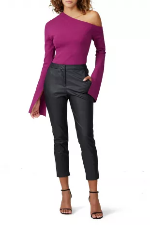 Solace London - Magenta One Shoulder Top