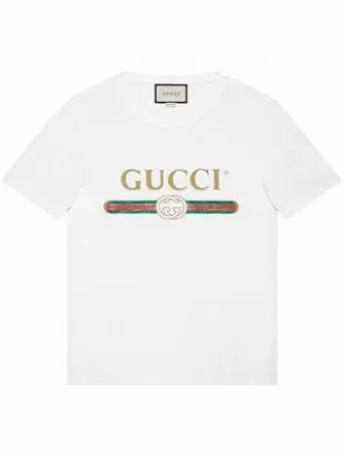 Gucci - t-shirt à logo imprimé - Blanc